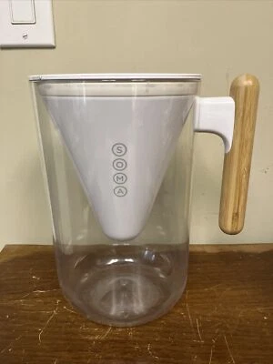 ✅ Soma 10-Cup Water Filter Pitcher, White, Bamboo Handle As Shown - Image 1 of 4