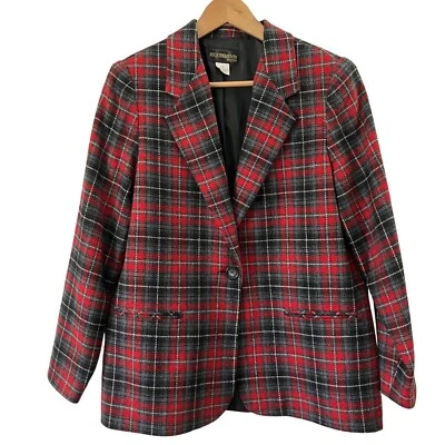 Blazer a Cuadros Academia Preppy Talla 12P Requisitos Mujer Vintage Años 90 Mezcla Lana Foto 1 de 4