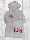 Personalised Embroidered Girl Boy Dressing Gown Robe Embroidered Name Bear Ears