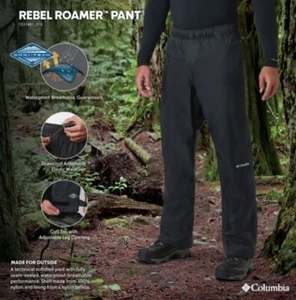 Columbia Men's Rebel Roamer Waterproof Rain Paints in Black Small 32" Inseam $60 - Picture 1 of 7
