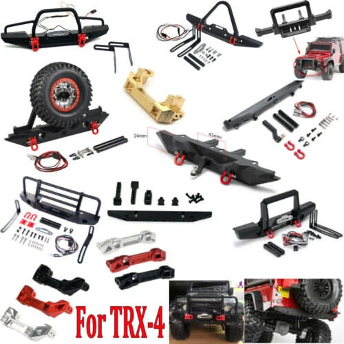 Metal Front Rear Bumper Winch Mount LED Light For 1/10   TRX-4 RC Crawler - Imagem 1 de 1