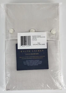 RALPH LAUREN 2 Standard Pillowcases $145 Lovan Jacquard Platinum Organic Cotton - Picture 1 of 4