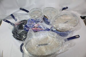 Rachael Ray Cookware Set Get Cooking Aluminum Non-Stick Blue Pots Pans 12 Piece