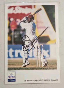 Brian Lara Signed World Cup Cricket 99 Official Postcard West Indies - Picture 1 of 2
