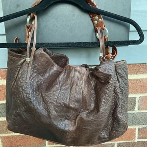 Sundance Katalog braun genarbtes Leder lässig Hobo Schultertasche Boho - Bild 1 von 11