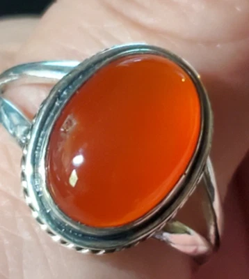 Кольцо с натуральным оранжевым сердоликом драгоценным камнем кольцо из чистого серебра 925 пробы повседневное кольцо - Изображение 1 из 4
