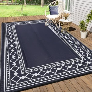 Outdoor Rug Plastic Straw Reversible Carpet Mat for Patio Camping Backyard Deck - Picture 1 of 36