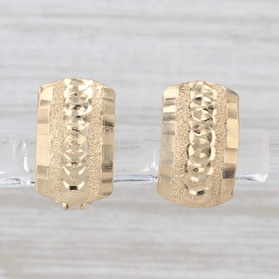 Small Textured Drop Earrings 18k Yellow Gold Snap Top Lever Backs - Image 1 of 4