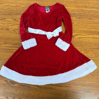 Vestido de Navidad de terciopelo rosa y violeta rojo y blanco para niñas talla 5 Foto 1 de 4
