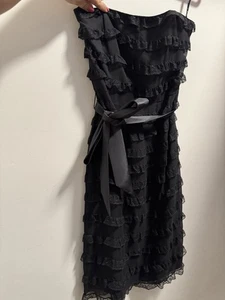 Vestido negro con volantes de encaje sin tirantes Betsey Johnson 6 caprichosos hadas - Imagen 1 de 7
