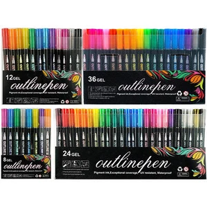Shimmer Markers Double Lines Glitter Gel Outline Pen Set Self-Outline Markers - Picture 1 of 16