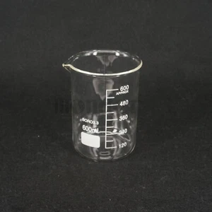 600ml Borosilicate Glass Low Form Beaker Chemistry Lab - Picture 1 of 4