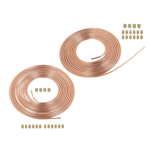 2× Copper Nickel Brake Line Tubing Kit 1/4 OD 25 Ft Coil Roll w/ 32 Fittings