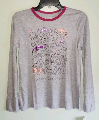 Camisa Mudd Niñas TALLA 10/14 Manga Larga FUTURE CAT LADY Gris Rosa Gatito 21419 Foto 1 de 3