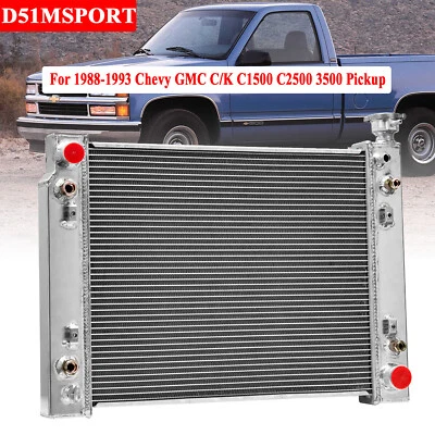 Radiador de aluminio de 4 filas para camioneta Chevy GMC C/K C1500 C2500 3500 1988-1993 92 Foto 1 de 4
