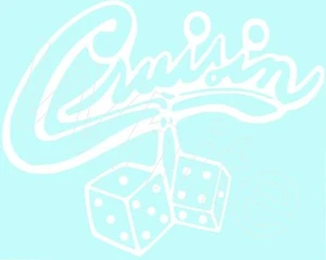 CRUISIN' ~ DANGLING MIRROR DICE ~ VINYL GRAPHIC CAR DECAL / STICKER ~ 5 COLORS - Picture 1 of 6