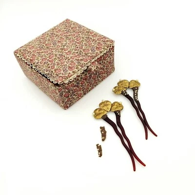 复古日本艺妓和服发针梳金叶珍珠损坏 — 第 1/4 张图片