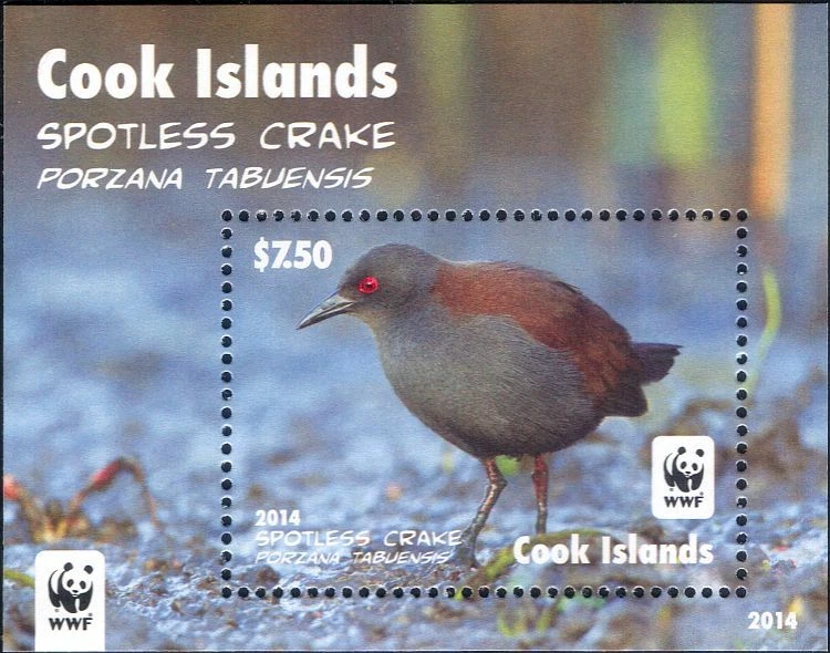 Cook Islands 2014 WWF/Spotless Crake/Birds/Nature/Conservation 1v m/s (b209e) - Image 1 of 1