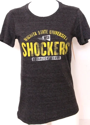 Wichita State WSU Shockers Heathered Blue 84 Black Crew Neck SS Shirt Women's M - Image 1 of 4