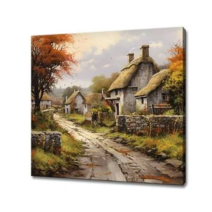 A Village In Ireland Art Print | Canvas Wall Hanging Picture | Colourful Canvas - Picture 1 of 9