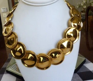 RIESIGE VINTAGE MONET COUTURE STATEMENT MODERNIST RUNWAY GLÄNZEND GOLDFARBEN HALSKETTE - Bild 1 von 8