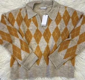 Neu zugeschnittener Argyle-Pullover für Damen Größe L - Bild 1 von 4