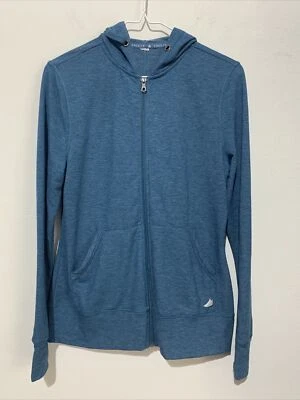 Chaqueta con capucha Free2B para mujer talla S azul cremallera completa mezcla de algodón manga larga Foto 1 de 4