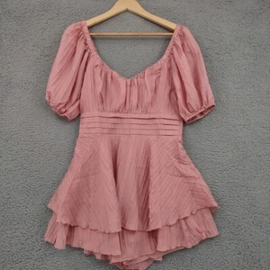 Lulus Romper Womens Medium Mauve Pink Tiered Skort Short Sleeve Preppy Chic NEW - Picture 1 of 17