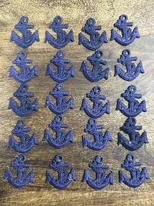 ANKER MIT SEIL Marineblau FADEN AUFNÄHEN PATCH Vintage 1,5" Maritim Schiff Posten 20 - Bild 1 von 3
