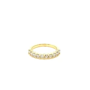14kt Yellow Gold 10 Stone Radiant Cut VS Lab Created Diamond Half Eternity Ring - Picture 1 of 3
