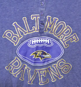 Baltimore Ravens Raven Logo 3/4 Slv T-Shirt w/Buttons NFL Teens Juniors XL 15/17 - Picture 1 of 3