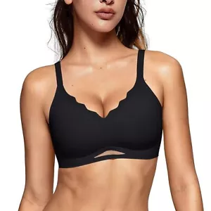 Wireless Comfortable Push Up Bra Seamless Full Coverage No Underwire Black Large - Picture 1 of 6