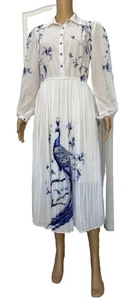 HANAE MORI Shirt Pleated Midi Dress - Picture 1 of 9