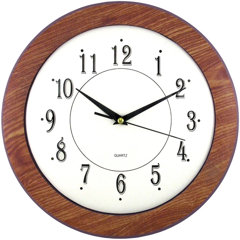 TIMEKEEPER 12 pulgadas Reloj de pared redondo de grano de madera Foto 1 de 1