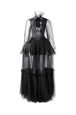 Wednesday Adulto Mujer Disfraz Disfraz Vestido Negro Halloween Conjunto Accesorios Foto 1 de 4