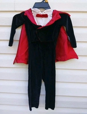 Vtg Disguise Little Vampire Dracula Fancy Velvet Halloween Toddler 2T Costume - Image 1 of 4