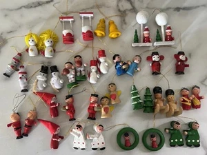 40 Pc Vintage Woooden Hand Painted Min Christmas Ornaments Germany - Picture 1 of 21