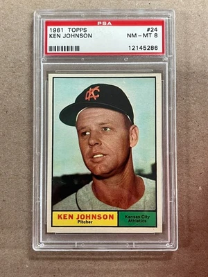 1961 Topps Ken Johnson #24 Kansas City Athletics graduado PSA 8 casi nuevo-como nuevo Foto 1 de 2