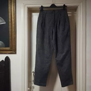 Stunning Vintage High Waist Pleat Front Tweed Grey Black Wool Banana Republic 8 - Picture 1 of 21