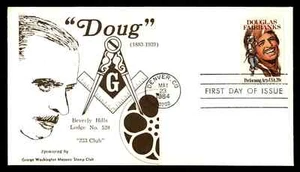 2088 20c Stamp (1984) DOUGLAS FAIRBANKS FDC 'GEORGE WASHINGTON MASONIC CLUB' - Picture 1 of 1