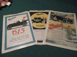 Set of Three Vintage Car Magazine Advertisements- Overland & Buick- 1915-17 - Picture 1 of 4