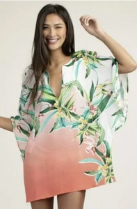 Trina Turk Costa De Prata Crepe Caftan Swimsuit Cover Up Tunic Dress S size $152 - Picture 1 of 5