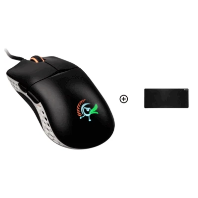 Ducky Feather Black & White Omron D2FC-F-K 60M RGB Lightweight USB Gaming Mouse - Image 1 of 4