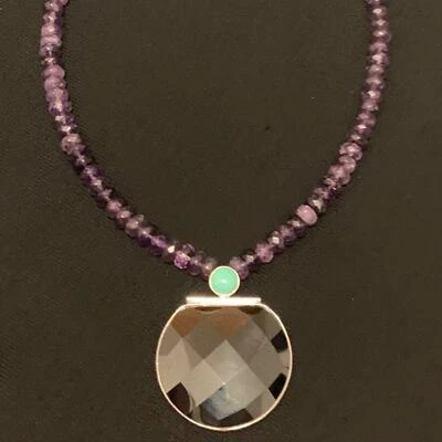 Sterling Silver, Amethyst, Onyx and Turquoise Necklace by Jay King of Mine Finds - Image 1 of 4