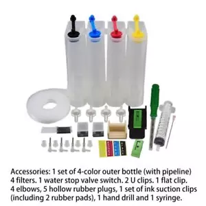 Continuous Ink Supply System for Canon Inkjet Printer 4 Colors Refill DIY Kit - Picture 1 of 7