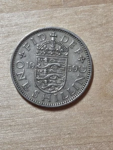 Großbritannien 1-Schilling Münze, 1959, englisches Schild. KM# 904, Kupfer-Nickel. - Bild 1 von 4