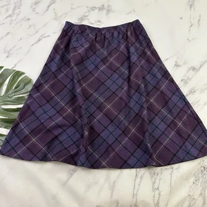 Punch Line Damen Vintage 80er Wolle Karo Rock Größe 36 XL Lila A-Linie Academia - Bild 1 von 11