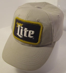 Miller Lite Hat Mens Beige Vtg Patch Logo Snapback Adjustable Beer Ad Cap - Picture 1 of 11
