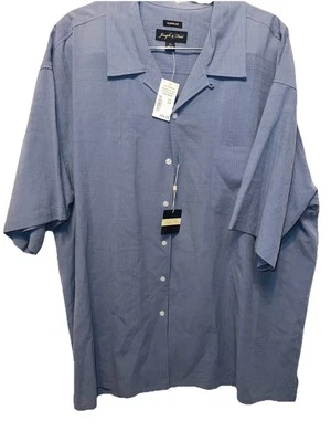 Camisa Joseph & Feiss 2X Para Hombre Manga Corta 100% Seda Azul Nueva Con Etiquetas Foto 1 de 4