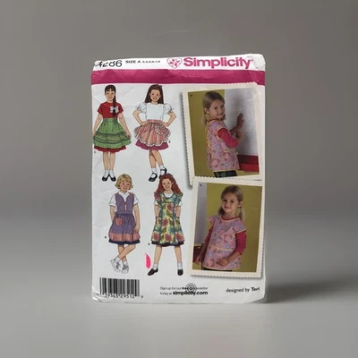 VTG NOS Simplicity 4286 Child's Apron 5 Styles Size 3-4-5-6-7-8 Uncut - Image 1 of 4